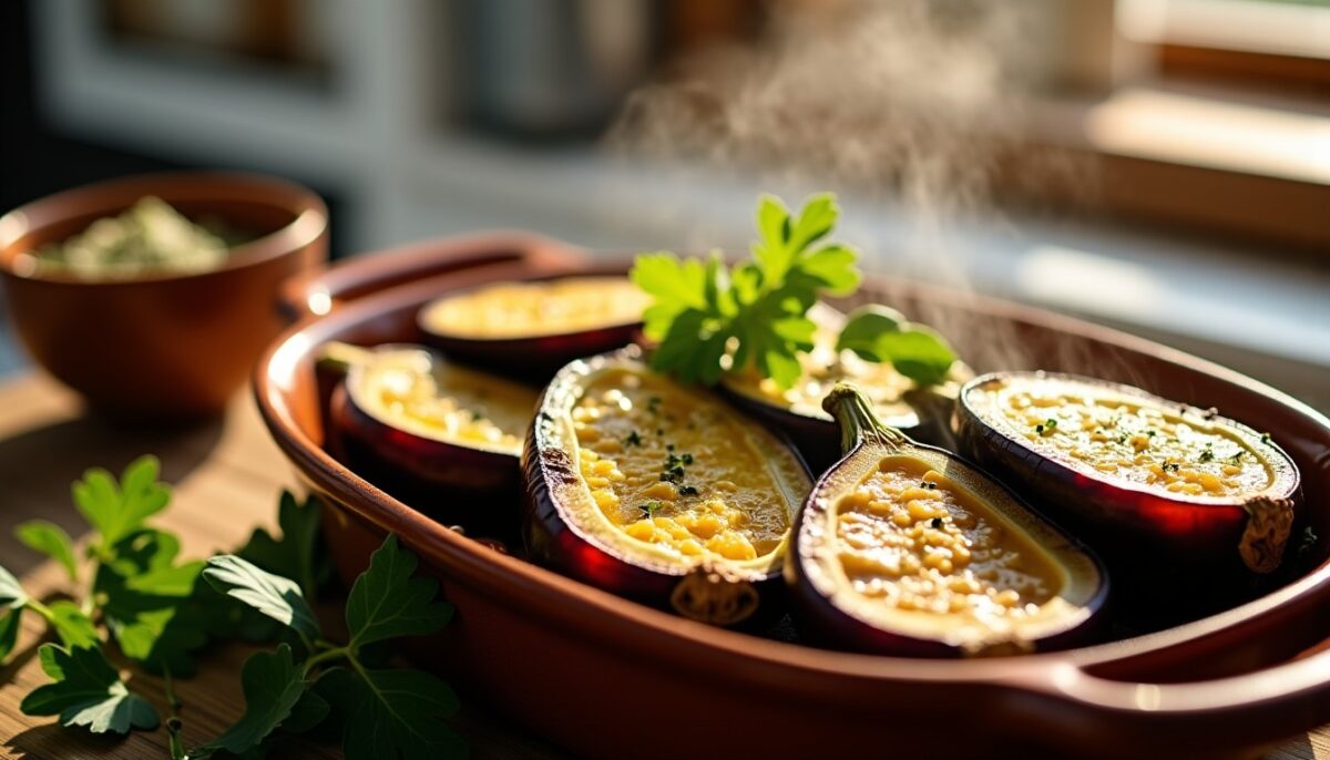 Cuisson des aubergines au four moelleuses : température, temps et tests simples pour réussir
